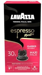 Lavazza, Espresso Maestro Classico, 30 Cápsulas de Café Compatibles con las Máquinas Nespresso* Original, con Notas Aromáticas de Cereales y Galletas, 100% Arábica, Intensidad 9, Tueste Medio-Oscuro