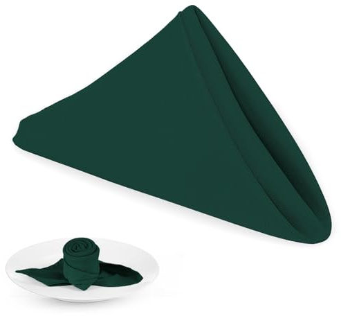 PLOYMONO Stoffservietten, 43,2 x 43,2 cm, Polyester-Servietten, Jägergrün, 8 Stück | Robuste Stoffservietten mit gesäumten Kanten, 180 g/m², ideal für Restaurants, Hochzeiten, Partys, Bankette, Abendessen