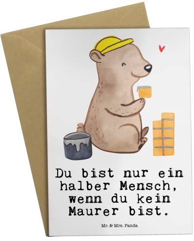 Mr. & Mrs. Panda babykarte Maurer Herz - Geschenk, Grußkarte, Handwerker, Lustig, weihnachtskarten, Klappkarte, einladungskarten, dankeskarten, osterkarte, Spruch
