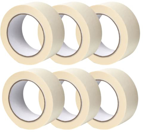 Gocableties Masking Tape, 50mm (2”) x 50m, Cream Painters Tape for Painting, Decorating and DIY, 6 Rolls