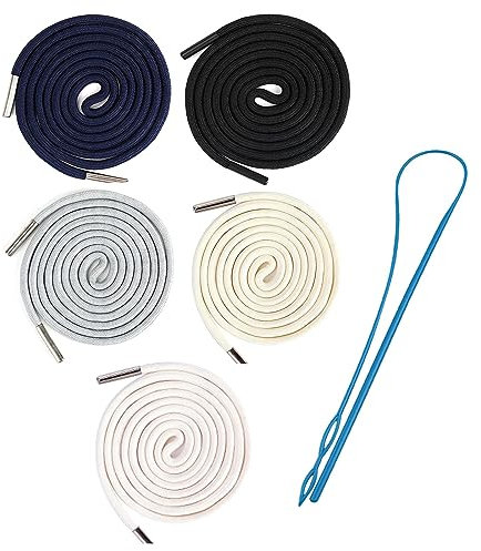 Corda di Ricambio in Cotone,Cordoncini di Ricambio con Coulisse,Cordoncino per Pantaloni,Cotone con Cordoncino,Cordino di Ricambio per Felpa con Cappuccio,Spago di serraggio Universale,5pezzi