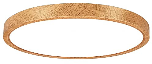 12in/30cm 24W LED Wood Grain Flush Mount Ceiling Light, 4000K Natural White Bathroom Light, 3200LM, Round Ceiling Lighting, 240W Equivalent Ceiling Lamp for Closets, Kitchens, Hallway, Bedrooms, etc.