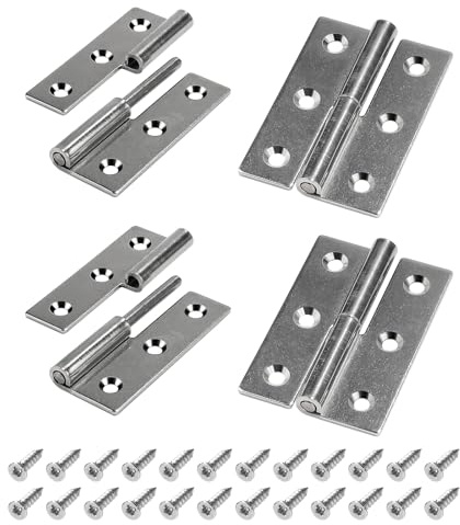 SWAWIS 4 Pièces 7,5x5cm Charnières de Porte Amovibles Droite | Charnières Amovibles Acier Inoxydable 304 avec Vis, Charnière de Porte pour Intérieures Extérieures Industrie du Meuble