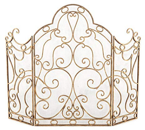 Funkenschutz, 3-teilig, faltbar, Funkenschutz, Heizkörper, Kaminschutz, Kaminabdeckung, dekorativer Bildschirm, kindersicherer Kaminschutz, Metall-Kaminschutz – 45,7 x 35,4 Zoll. Sehnsucht nach vision