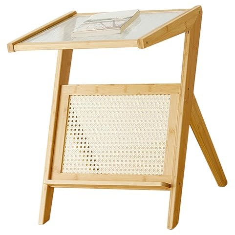 Bewinner Sofa Beistelltisch, Moderner Dekorativer Couchtisch mit Halterung und Glastischplatte, Nachttisch für die Blumenhocker Inneneinrichtung