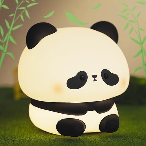 Panda Nachtlicht, Dimmbar & Wiederaufladbar, 3D Silikon LED Lampe mit Auto-Off Timer, Süße Nachtlampe für Kinderzimmer, Schlafzimmer, Geschenk für Kinder, Mädchen, Jungen und Frauen