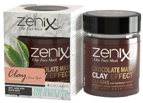 Zenix Clay Face Mask Chocolate 190gr | Gesichtsmaske mit Tonerde | Gesichtskur mit Schokolade | Gesichtspflege für Männer & Frauen - gegen Pickel, Mitesser und Unreinheiten | Kil Maskesi