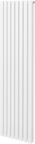 Radiatore a colonna ovale 1800mm x 480mm Designer Doppio pannello Termosifone Bianco Acciaio Inclusi Spazzola per la pulizia Kit di fissaggio e staffe