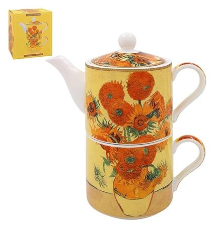The Leonardo Collection Vincent Van Gogh Van Gogh Tea for One | Lovely Design Tea Pot & Cup Set | Ceramic Tea Pot Gift Set | Beautiful Printed Tea Pot for Home & Office
