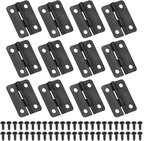 PATIKIL 12 Stück Mini Scharniere Klappbar 270 Grad, 24x18mm Eisen Scharnier Steckverbinder mit Schrauben, Kleine Klappscharniere Schwarz Türscharniere für Schrank Holzkisten Schubladen