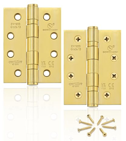 201 Stainless Steel Door Hinges - 2 Pcs Matte Gold Hinges Ball Bearing External Door Hinges Heavy Duty Outdoor Hinges for Wood