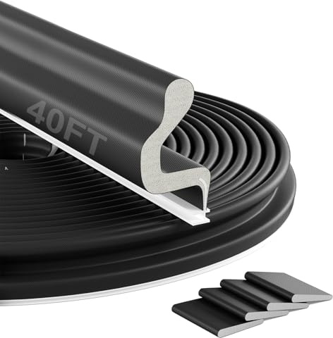 Bantie 40FT Kerf Weather Stripping Door Seal Sound Proof Weather Strips Seal Strip for Front Door Frame Soundproofing Exterior Door Insulation Gasket (with 4 Door Corner Seals)