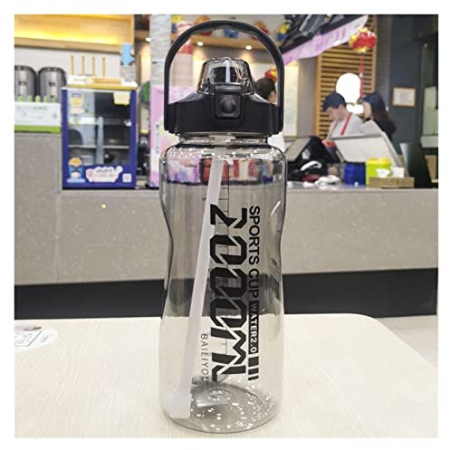 Sport Water Bottles 1.5L/2L Water Bottle Large Capacity Outdoor Travel High Temperature Resistant Straw Plastic Portable Adult Sports/a Black/1.5L