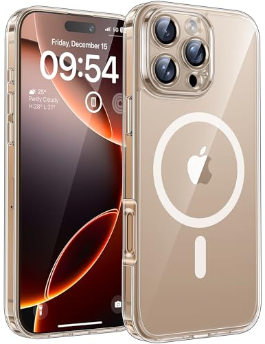 TOCOL for iPhone 16 Pro Max Case, Compatible with MagSafe, Clear | Never Yellowing, Full Camera Protection, Built-in Magnets, 15FT Military-Grade Shockproof Thin Slim Phone Cover