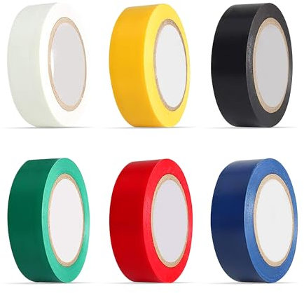 G4GADGET 6 Rolls PVC Electrical Insulation Tape, 2.7m x 18mm, Multi-Colour Pack - Waterproof, UV-Resistant
