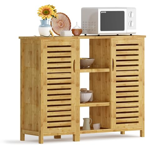 AuraCraft Bambus Beistellschrank,Buffets,Badezimmerschrank,Konsole,Aufbewahrungsschrank Schränke,Für Badezimmer,Wohnzimmer,Küche,Multifunktional,Großer Stauraum (100 X 87 cm)