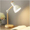 Lampe de table de chevet, lampe de bureau en bois moderne avec abat-jour en métal Lampe de chevet réglable pour bureau, salle d'étude, chambre à coucher, salon, chambre d'enfant, lecture,Blanc