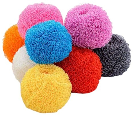 SHOWERORO 10pcs Home Cleaning Balls Kitchen Fiber Cleaning Balls Steel Wool Dishwasher Brush for Safe Easy Random Color