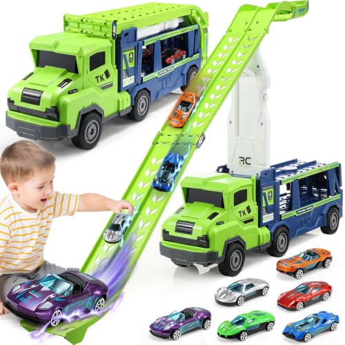 EUTOYZ Toys for 3 4 5 6 Year Olds Boy, Toy Cars for Boys Toys Age 3-5 Birthday Easter Gift for 3-5 Year Olds Boys Car Race Track with 35 inch Race Track Toddler Toy Car