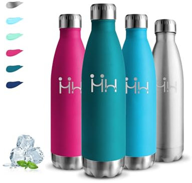 Borraccia Termica, 500 ml Bambini, Borraccia Acciaio Inox, Senza BPA, Borracce Termiche, Senza Perdite, Metallo, Isolato Sottovuoto, Borracce per Scuole, Campeggio, Caffè, Uffici