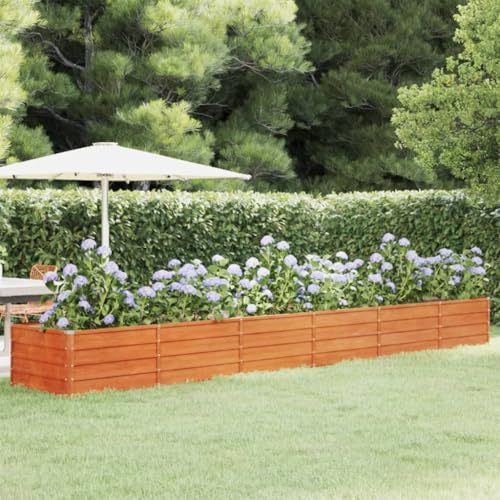 Canditree Lit Surélevé de Jardin Rouillé en Acier Corten, Carré Potager Métallique Jardinière pour Légumes Fleurs (480x80x45 cm)