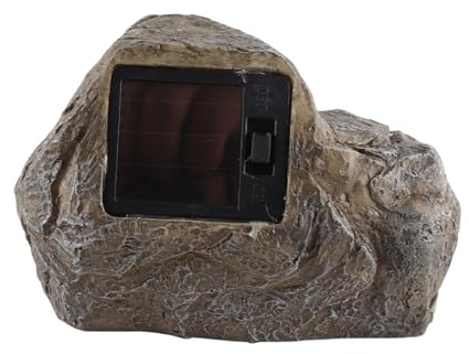 Gorise Cachette de clé extérieure en fausse pierre avec lumières et compartiment secret, décoration de statue de jardin extérieure, cachez votre clé remplacement dans l'extérieur