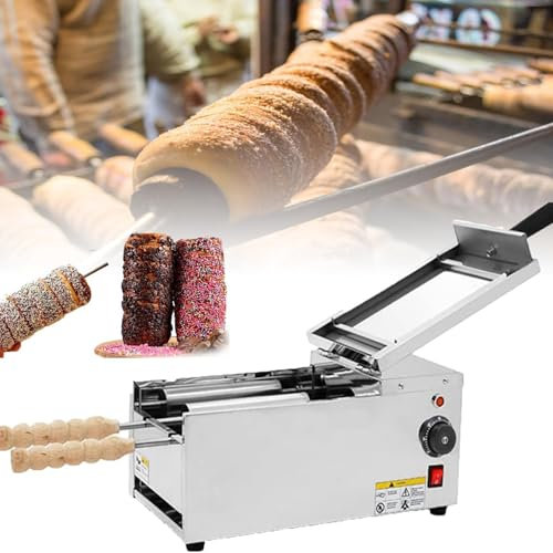 DSeenLeap Commercial Cake Pop Roller Machine,Electric Chimney Cake Machine Oven,1500W Chimney Bread Roll Grill Maker, with 2pcs Roller