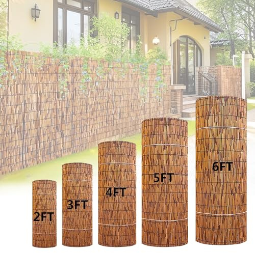 Sichtschutz Schilfrohrmatte Natürlicher Schilfrohr Bambuszaun 60cm 70cm 80cm 90cm 100cm 120cm 130cm 140cm 150cm 160cm Hoch Atmungsaktiver Gartenzaun Dekorativ Wärmedämmung Sichtschutzmatte Matten