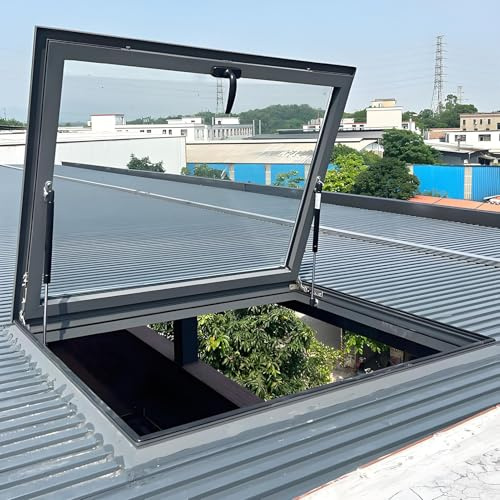 RVUEM Skylight Windows for House Roof, Attic Skylight Cover, Basement Daylighting Door, Roof Window, Basement Window Well, for Hallway Sunroom Stairway Garage,LxW 85x50cm/33.5x19.7in