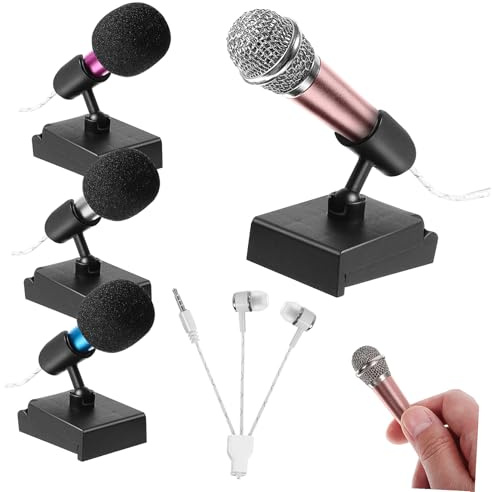 UTHCLO Mini Microphone Set for Phone and Pc, 12pcs Portable Mini Mic with Foam Windscreens and Black Holders, Compatible with Laptop and Mobile, for Streaming and Recording