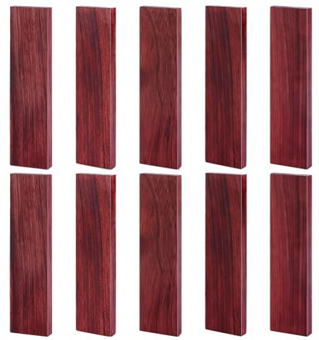 BENECREAT 10 Stück Holzmessergriffe Blassviolett Rote Naturholz Messergriffwaagen Für DIY Musikinstrumente Werkzeuge Basteln 162x41x10.5mm