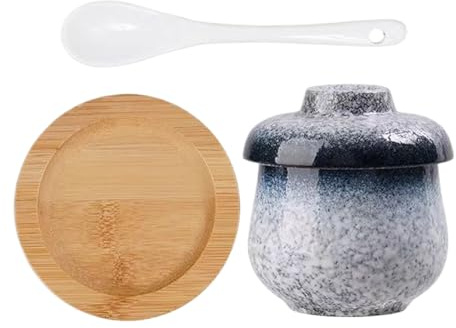 JINGLING Cocotte en céramique avec couvercle - 250 ml - Petit bol à soupe en céramique avec couvercle et cuillère - Bol pour la fabrication de crème aux œufs pour la cuisine domestique - Pour œufs et
