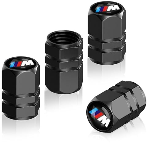 4 Pièces Capuchon de Valve Auto Bouchons de Valve pour BMW M M2 M4 M5 M6 M8 X1 X2 X3 X5 X6 M135i M240i Z4 328i X7 série, Métal Bouchons de Valve Voiture, Accessoire de Pneu
