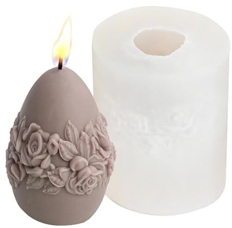 Stampo per uova di Pasqua a a forma di rosa 3D – Stampo in silicone per candele, sapone, fondente, decorazione per feste, perfetto per artigianato in resina, decorazione di torte, cioccolato