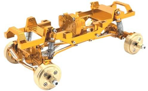 CCXTKENWU RC Car Upgrade Chassis Ganzmetallrahmen mit Ersatzteilen, Dual-Speed-Getriebe und Gegengewicht, kompatibel mit FMS 1/24(Gold)