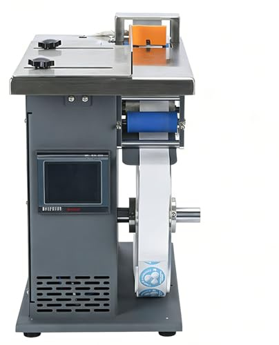 Automatisk centrerande etiketteringsmaskin med PLC-system, 90° hörnmärkningsmaskin, avskalningsbar etiketteringsmaskin, exakt märkning, för transparenta fyrkantiga, runda etiketter 30mm