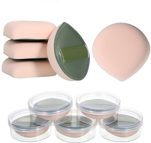 Qianyu 5 Stück Make up Schwamm Weicher PlüSch-Puderschwamm, Puderquaste | Große, Latexfrei, Mit Box, Wiederverwendbar, Seidig Weich, Flauschig, Ideal FüR Foundation, Concealer Und Puder