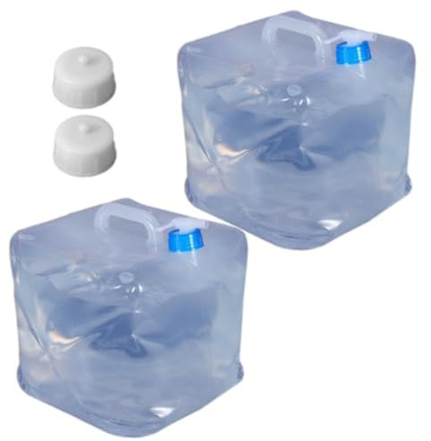 QOXEZY Lot de 2 réservoirs d'eau pliables – Seaux pliables légers en polyéthylène basse densité avec robinet anti-goutte, capacité de 5 L/10 L/15 L/20 L pour applications extérieures et de survie (5 L