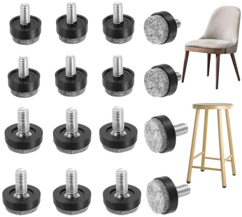 16 Pcs Filzgleiter für Stühle zum Schrauben Stuhlgleiter, Filzgleiter M6 M8 Stellfüße Möbelfüße M6 M8, Möbelgleiter für Stühle rutschfest Kratzfest Schützt Boden zum Tische Stuhl Schränke Sofas
