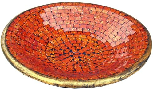 Runde Mosaikschale, handgearbeitet, Keramik, Design 1, groß (Ø 42 cm) | Einzigartige Designs, ideal für Obst oder Dekoration, farbenfrohes Mosaik, aus Keramik & Glas