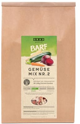GRAU – das Original – Trockengemüsemischung zum BARFen für Hunde - Gemüsemix Mischung Nr. 2, 1er Pack (1 x 1,2 kg), Ergänzungsfuttermittel für Hunde