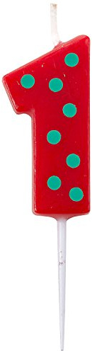 amscan 9900789 Candle num. 1 Dots + Stripes