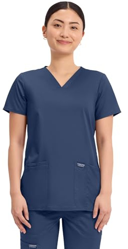 Cherokee Women's V-Neck Top, Navy, Small