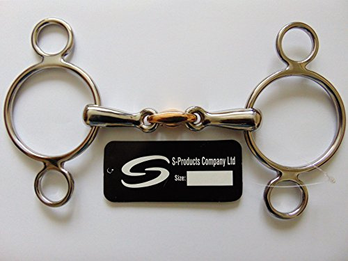 S-Products CONTINENTAL 3 RING SNAFFLE COPPER LOZENGE HORSE DUTCH BIT 2 GAG (4.25)