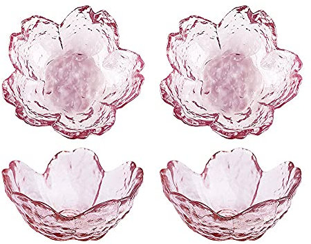 Mozacona 4 piatti in vetro Sakura a forma di piccoli condimenti, ciotole da immersione, 8,6 cm