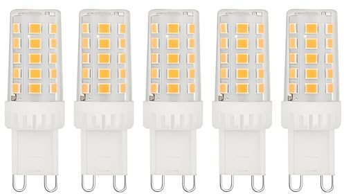 HUAMu G9 LED Lampe Warmweiß 2700K, 5W LED Leuchtmittel Ersatz 30W-50W Halogenlampe, G9 Glühbirne 500 Lumen, kein Flackern, Energiesparende kleine Birne, nicht dimmbar, 5er Pack