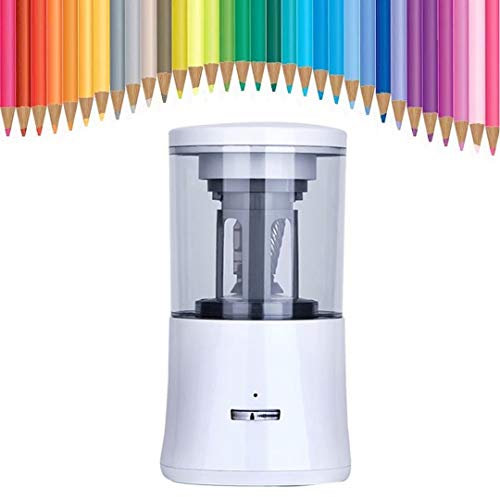 GQF Elektrische Spitzmaschine Automatischer Vor- und Rückzugsstift Stiftschrottbox mit großer Kapazität, schnelles, rutschfestes Sicherheitsdesign für Büro- und Heimweiß