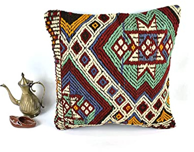 kelim kissen 40x40 cm handgefertigt kelim kissenbezug orientalische kissen kopfkissen viereckig dekorative bohemian kissenhülle dekokissen sofakissen zierkissen code A1943