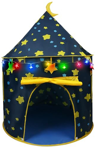LotFancy Play Tent for Boys, with Star Lights and Storage Carrying Bag, Pop Up Play Tent House for Kids Toddlers, Indoor and Outdoor Use, Foldable, Portable, Blue