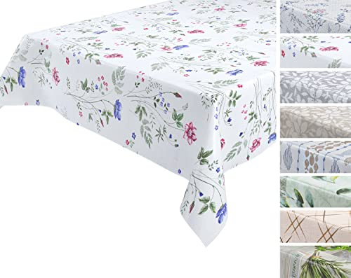 BEAUTEX Wachstuchtischdecke abwaschbar, Anemone, Oval 140x200 | Wasserabweisend, pflegeleicht und strapazierfähig – als Maldecke für Kinder sowie für Garten, Balkon und Basteltisch